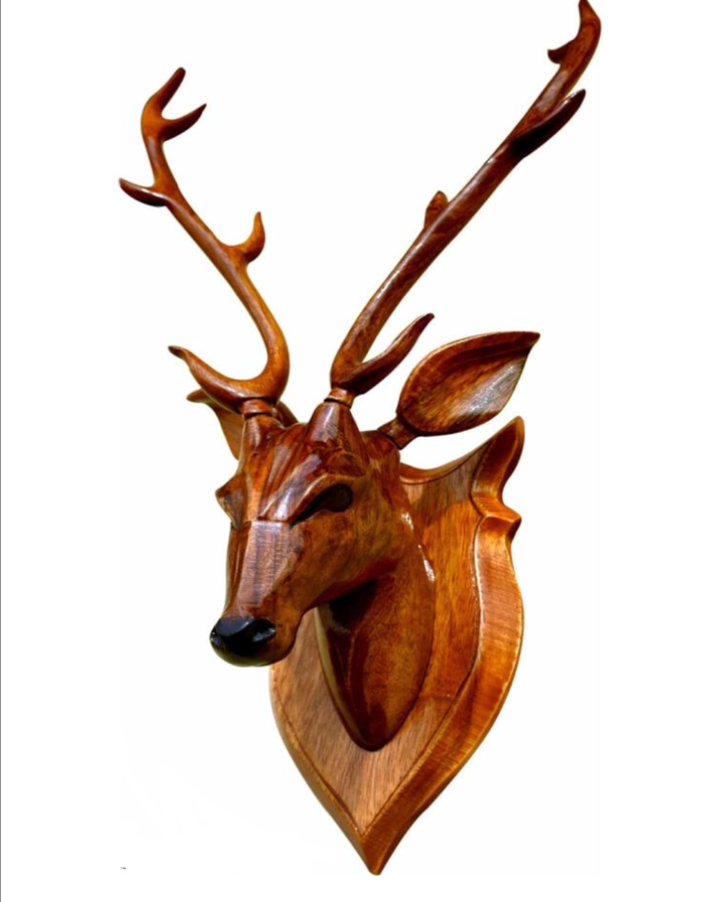 Luxury Wooden Deer Head Wall Decor - Elegant Handcrafted Showpiece For Modern Homes