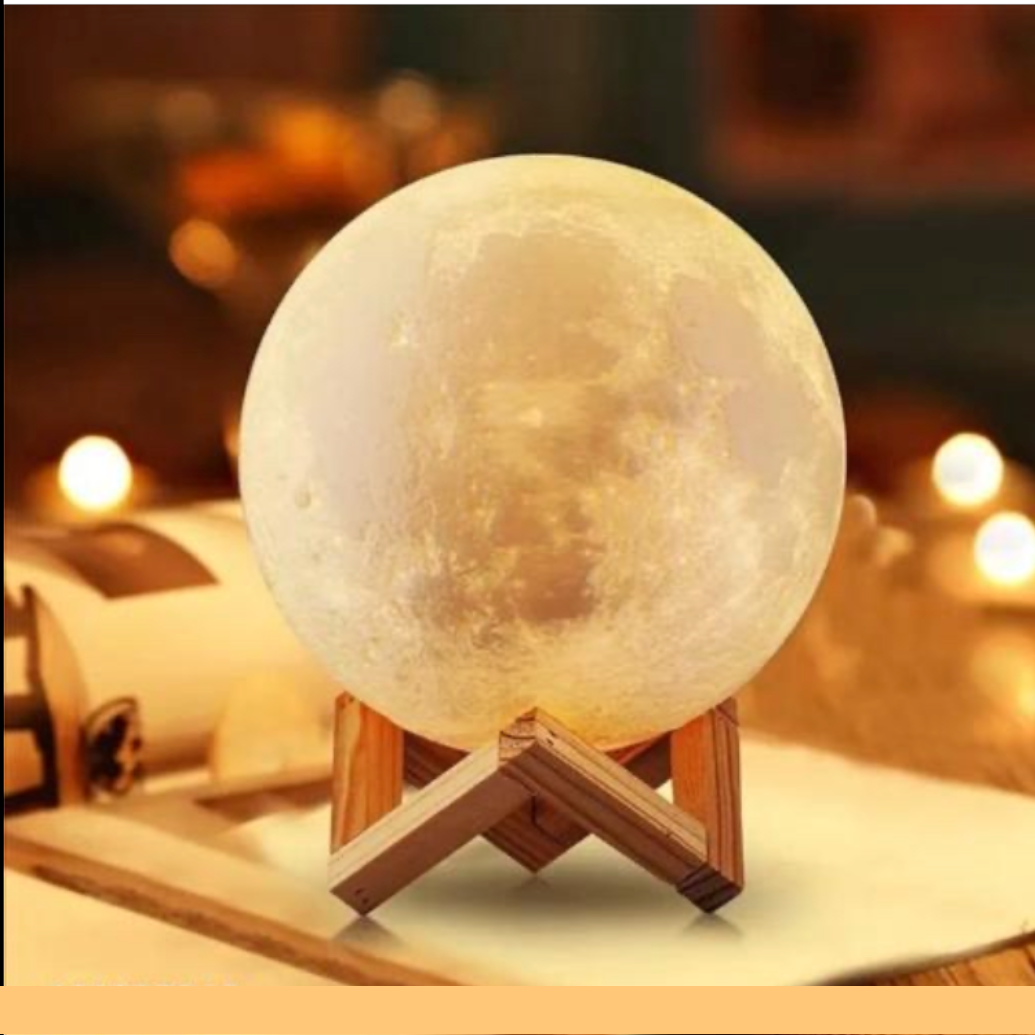 3D Crystal Moon Lamp - Romantic LED Night Light with Wooden Base