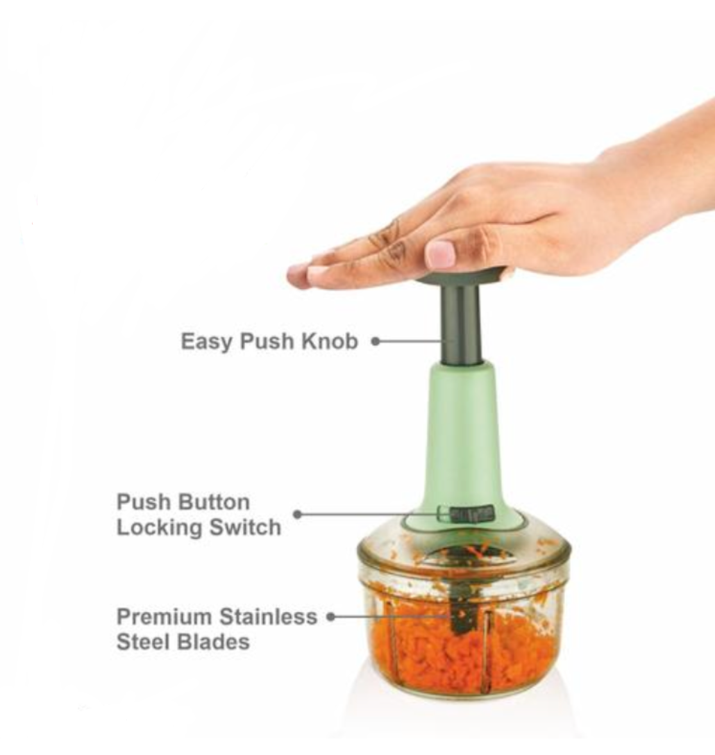 Premium Manual Food Chopper (650ml) - Quik & Effortless Vegetable Cutter