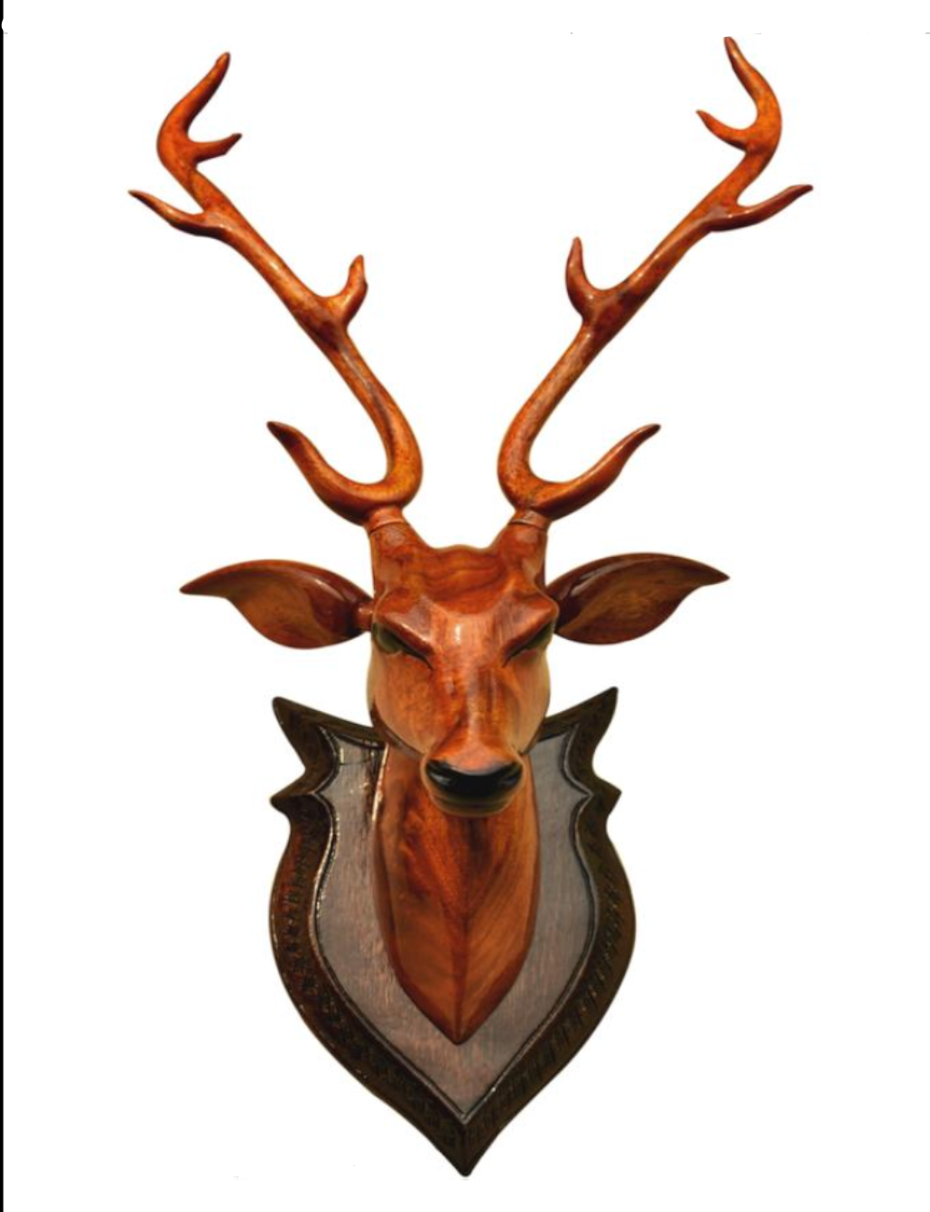 Luxury Wooden Deer Head Wall Decor - Elegant Handcrafted Showpiece For Modern Homes