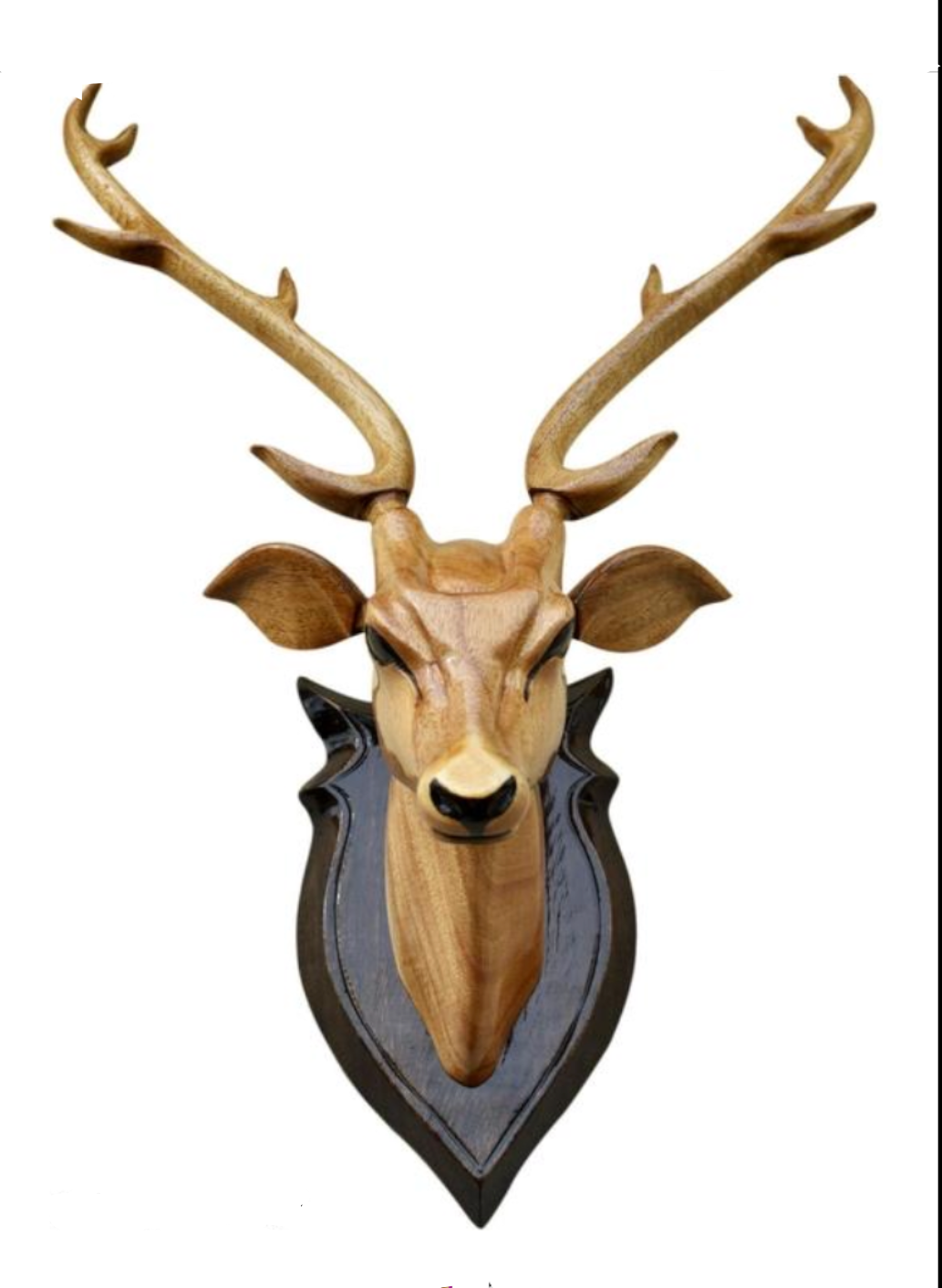 Luxury Wooden Deer Head Wall Decor - Elegant Handcrafted Showpiece For Modern Homes