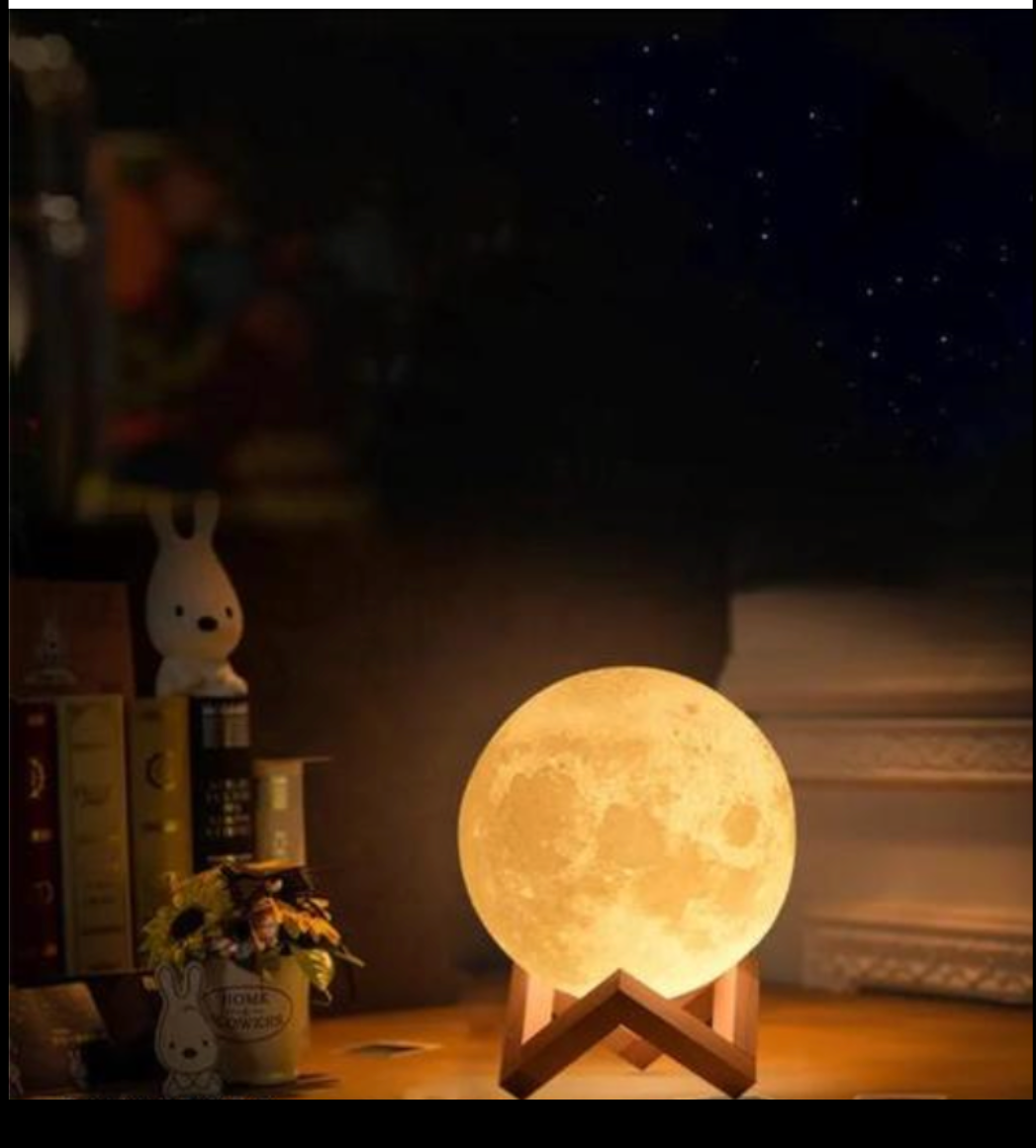 3D Crystal Moon Lamp - Romantic LED Night Light with Wooden Base