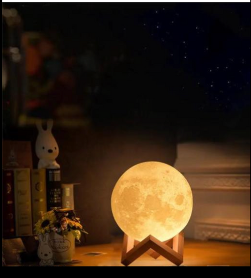 3D Crystal Moon Lamp - Romantic LED Night Light with Wooden Base