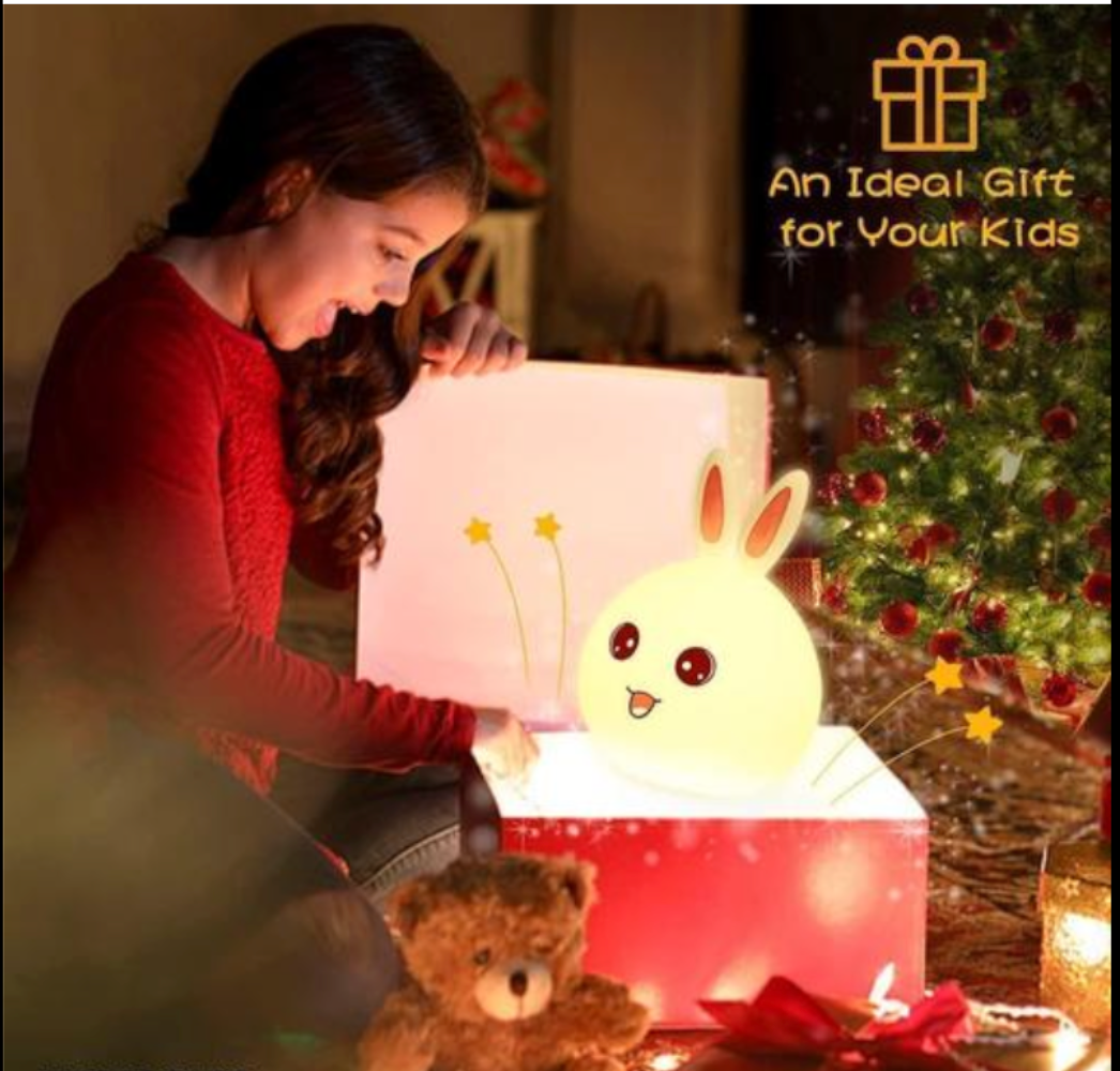 Cute Rabbit Silicon Night Lamp - 7 Color LED Touch Light for Kids