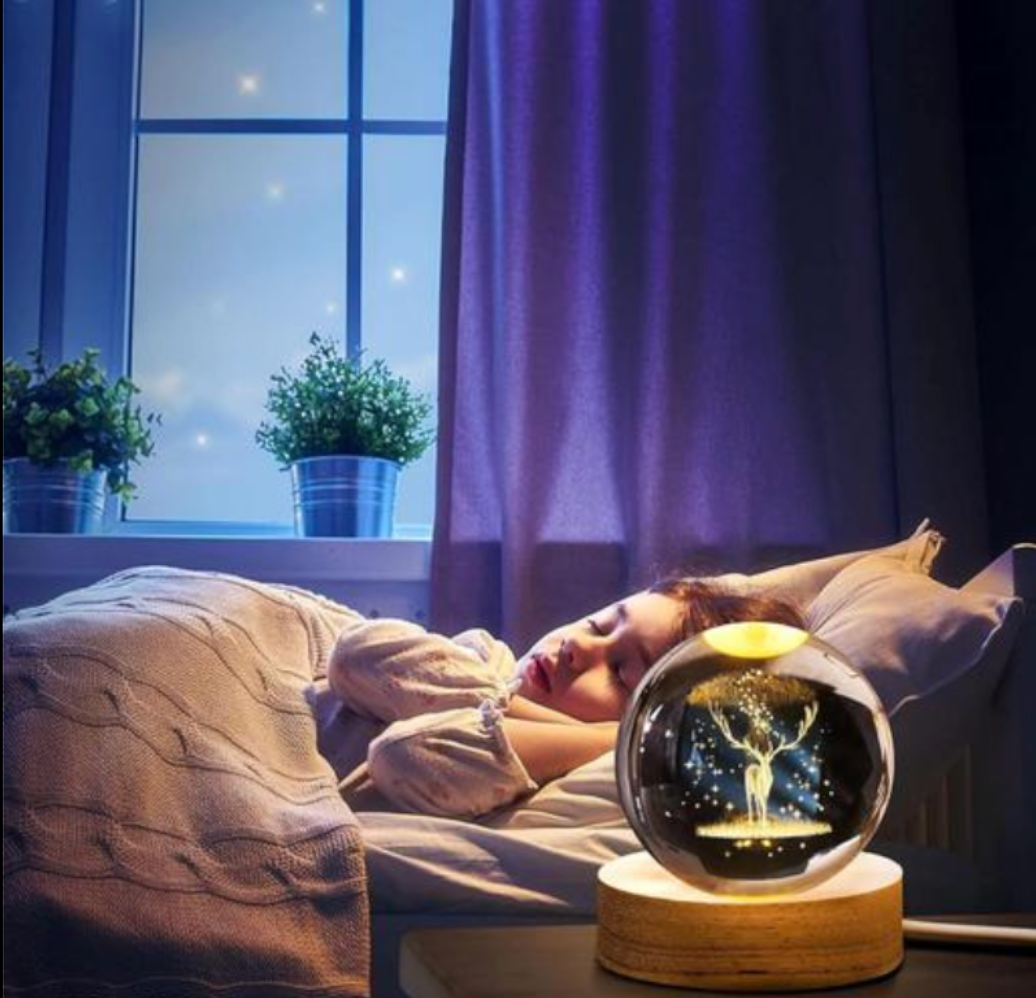 3D Crystal Ball LED Lamp - Luxury Decorative Night Light (Deer Edition)