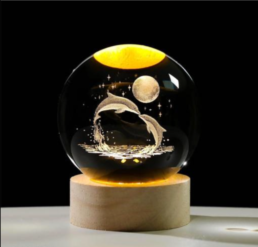3D Crystal Ball LED Lamp - Luxury Decorative Night Light (Deer Edition)