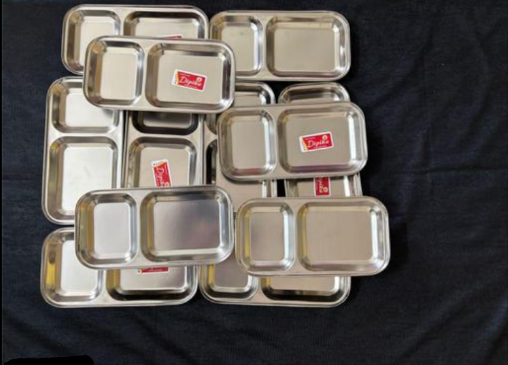 Stainless Steel 2-in-1 Divided Snack Plate Set (Pack of 12)