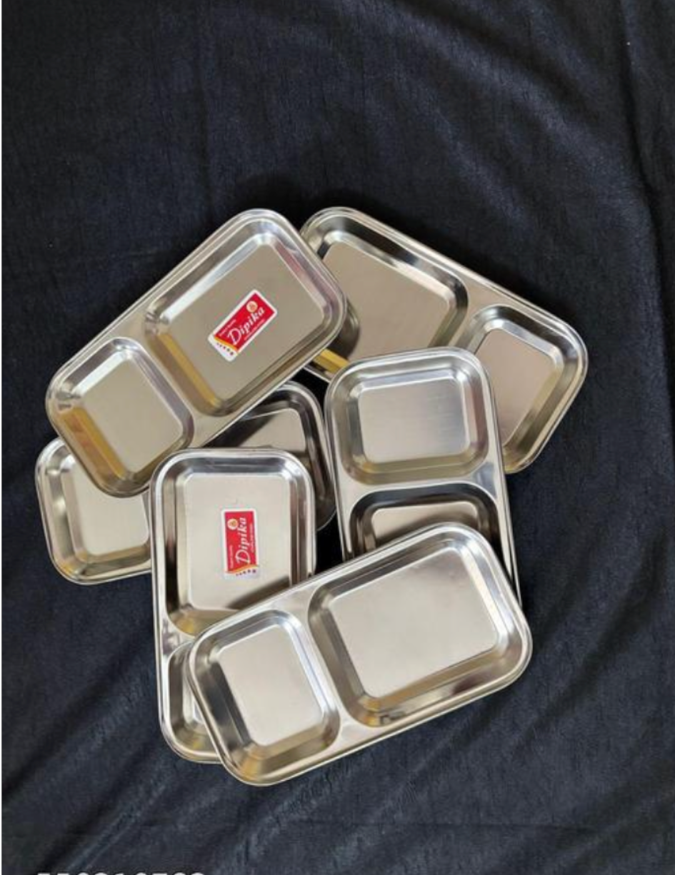 Stainless Steel 2-in-1 Divided Snack Plate Set (Pack of 12)